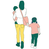 手をつなぐ母と娘