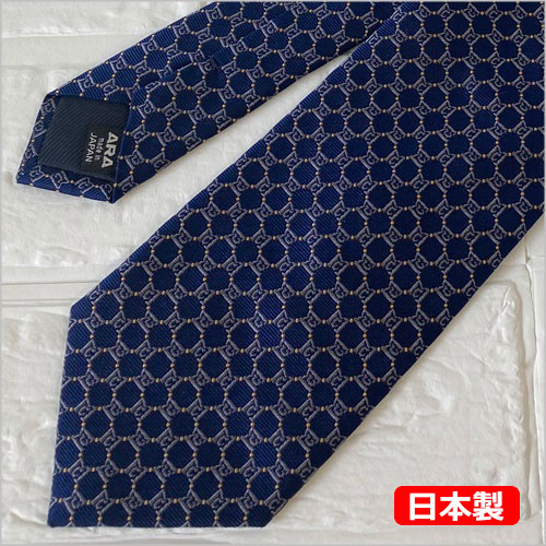 シルク100％　オリジナルネクタイ（MCチェーン×ネイビー）