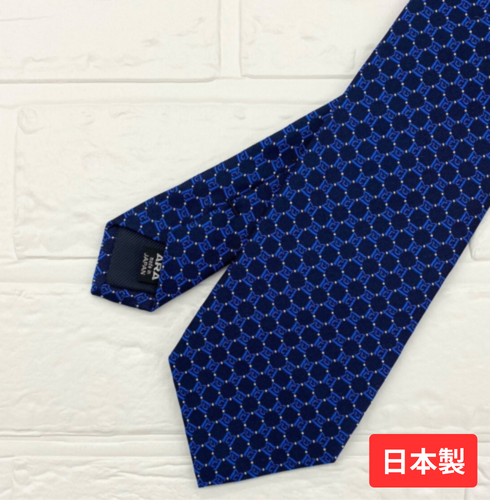 シルク100％　オリジナルネクタイ（MCチェーン×ブルー）